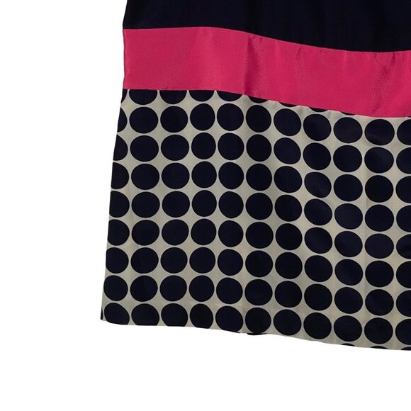 Gap Women Navy Pink Layered Color Block Polka Dots Print Shift Dress Size 4 - Picture 8 of 9